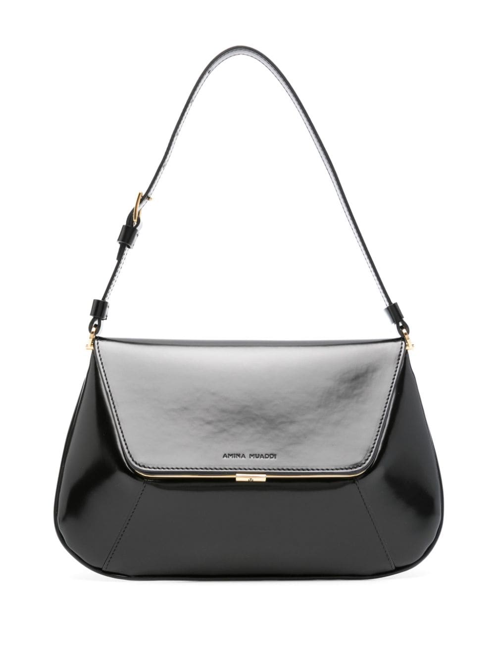 Amina Muaddi logo-debossed leather shoulder bag - Black von Amina Muaddi