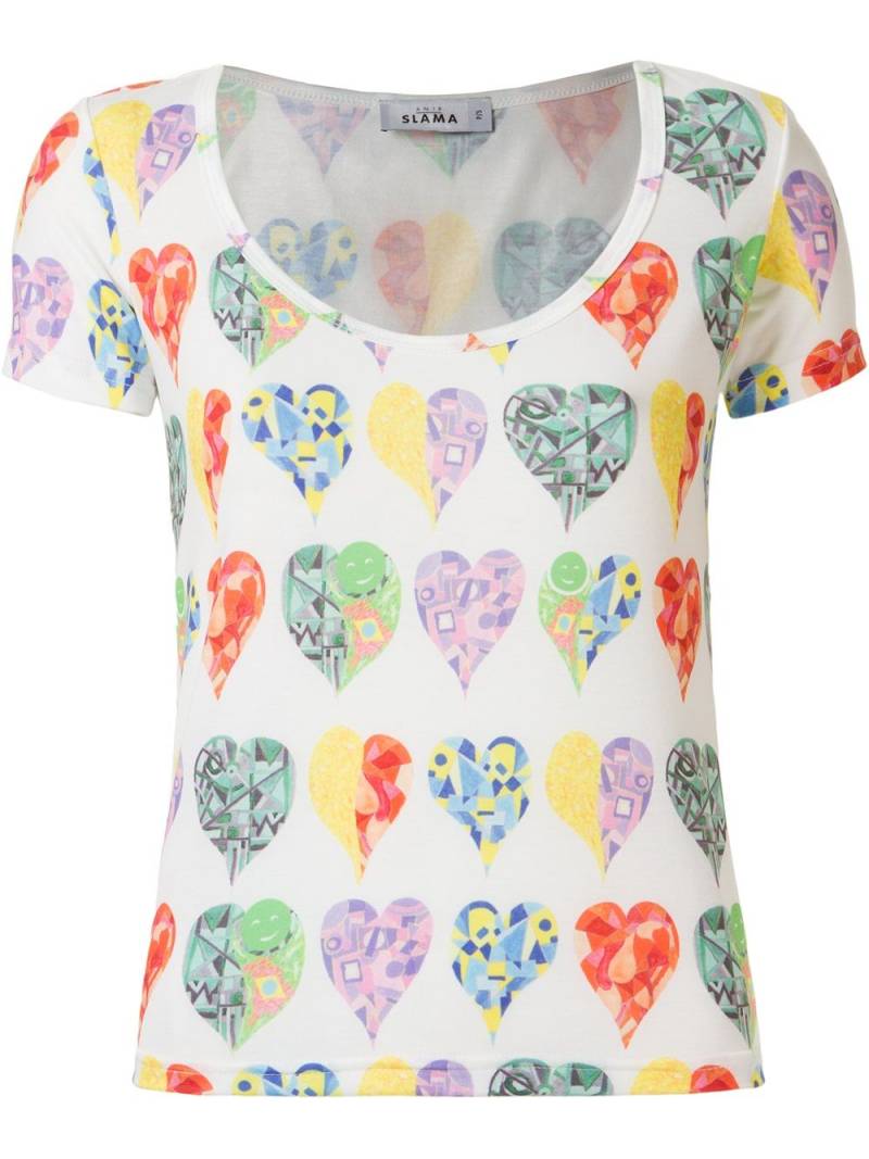 Amir Slama heart-pattern print T-shirt - White von Amir Slama