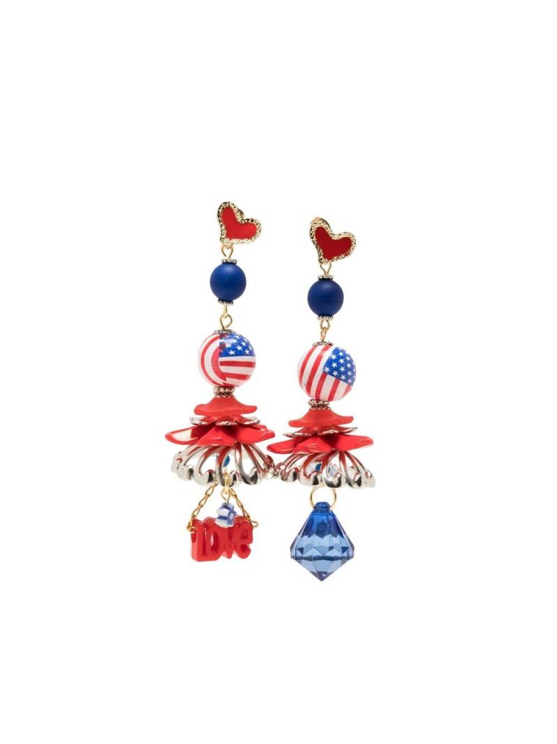 Amir Slama American-flag statement drop earrings - Red von Amir Slama