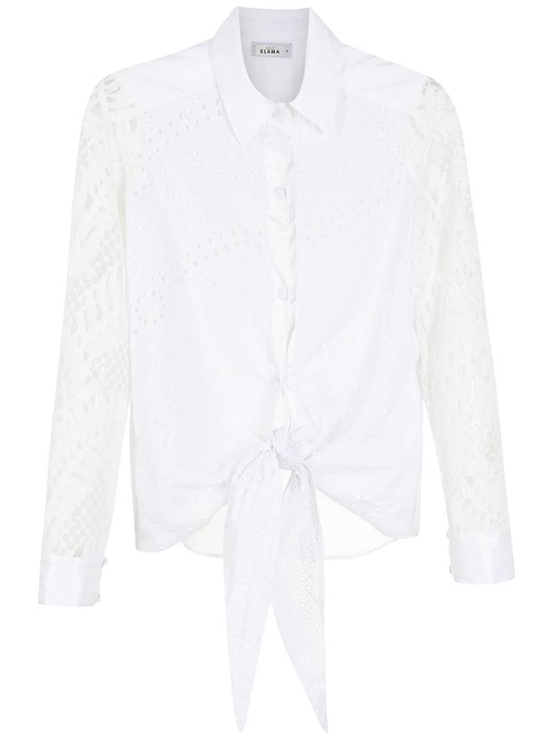 Amir Slama broderie-anglais lace panelled shirt - White von Amir Slama