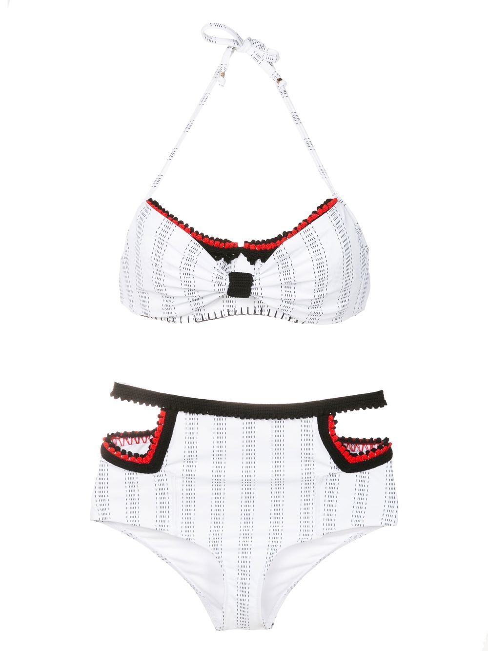 Amir Slama crochet-trim striped bikini set - White von Amir Slama