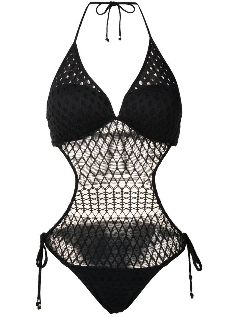 Amir Slama cut-out mesh swimsuit - Black von Amir Slama