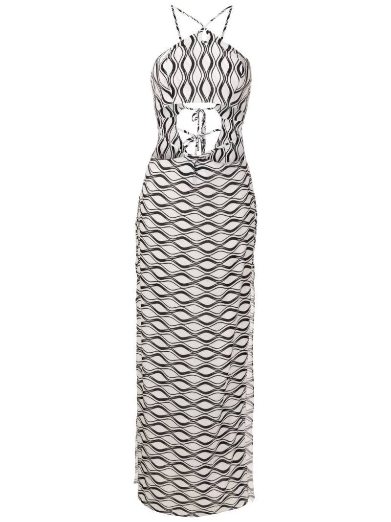 Amir Slama cut-out wave-print maxi dress - White von Amir Slama