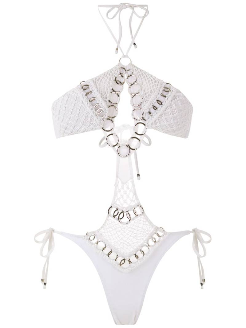 Amir Slama embellished crochet one-piece - White von Amir Slama