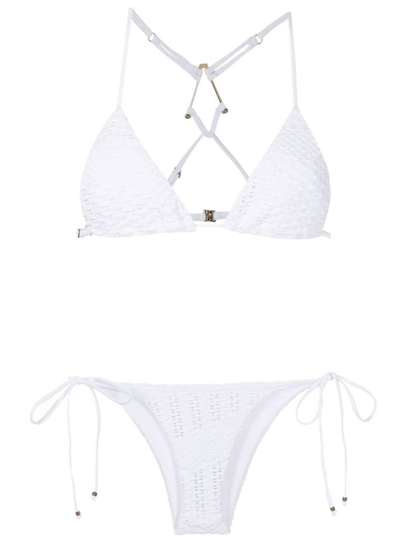 Amir Slama embosed-finish triangle-cup bikini - White von Amir Slama