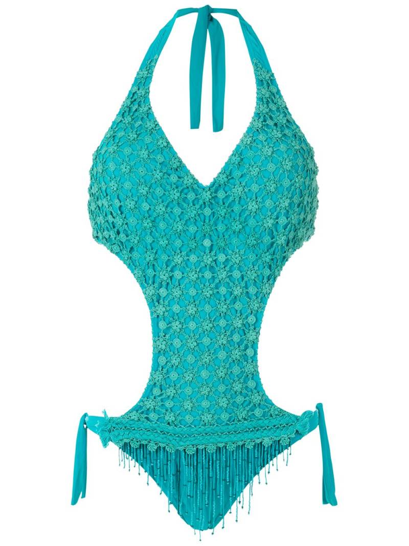 Amir Slama embroidered cut-out one-piece - Blue von Amir Slama