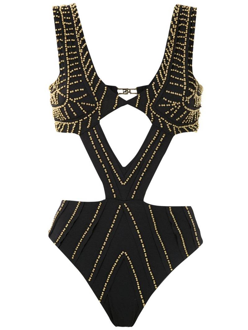 Amir Slama embroidered cut out swimsuit - Black von Amir Slama