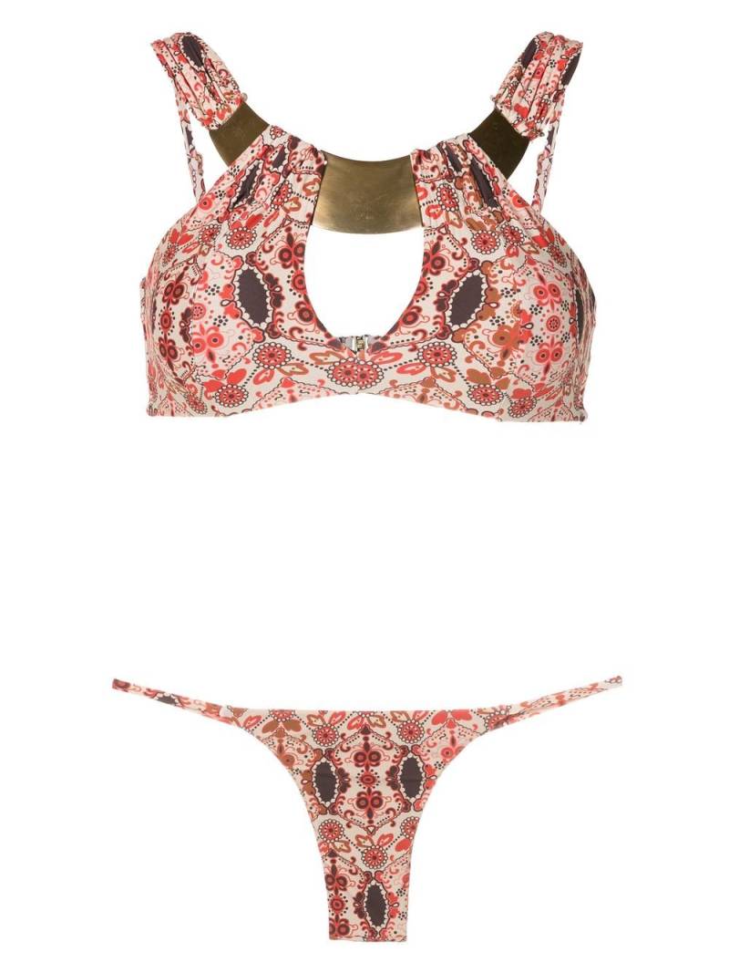 Amir Slama floral-print cut-out bikini - Red von Amir Slama