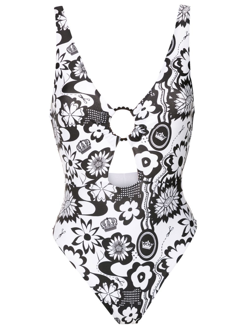 Amir Slama floral-print cut-out swimsuit - Multicolour von Amir Slama