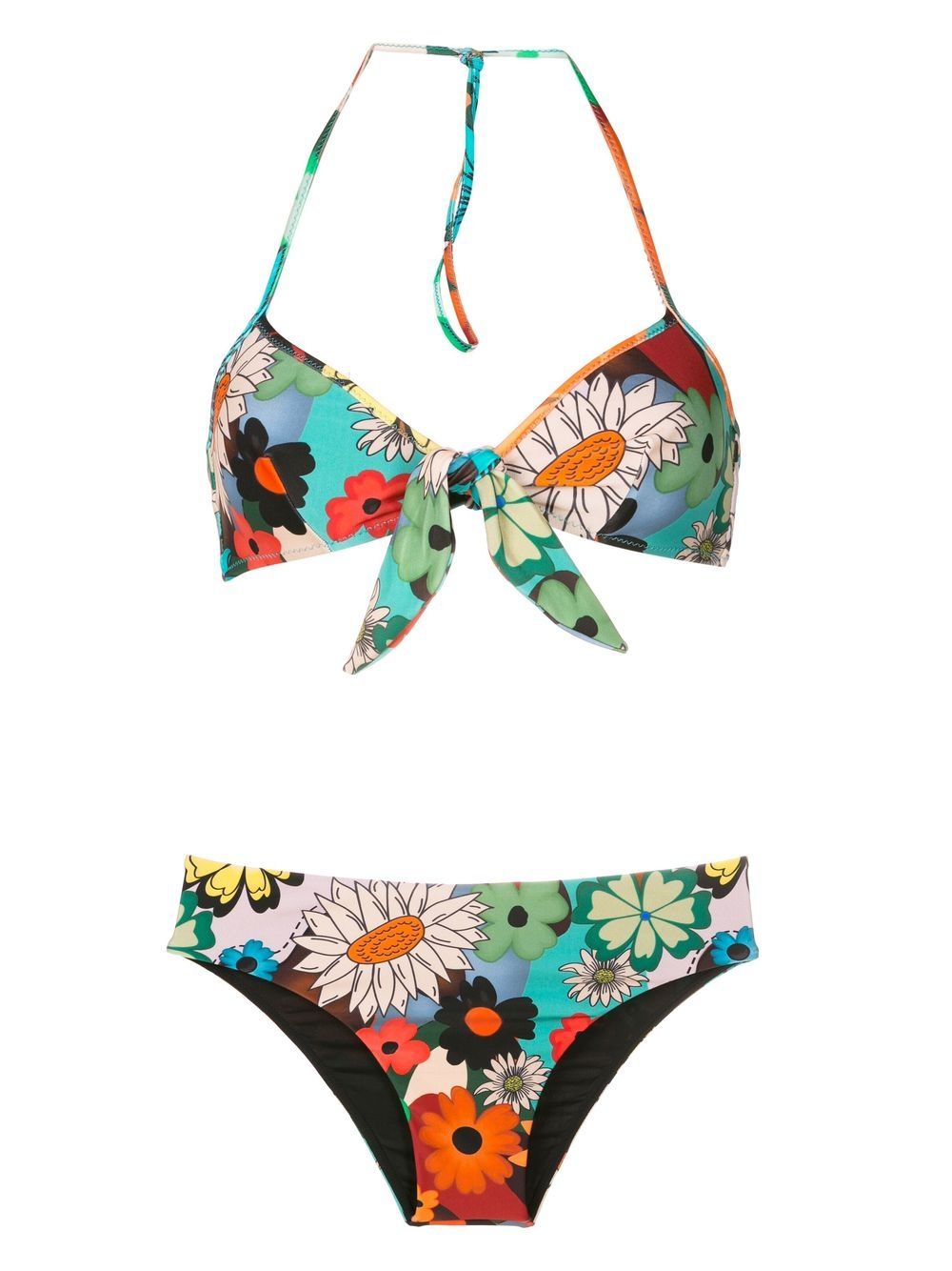 Amir Slama floral-print halterneck bikini - Black von Amir Slama