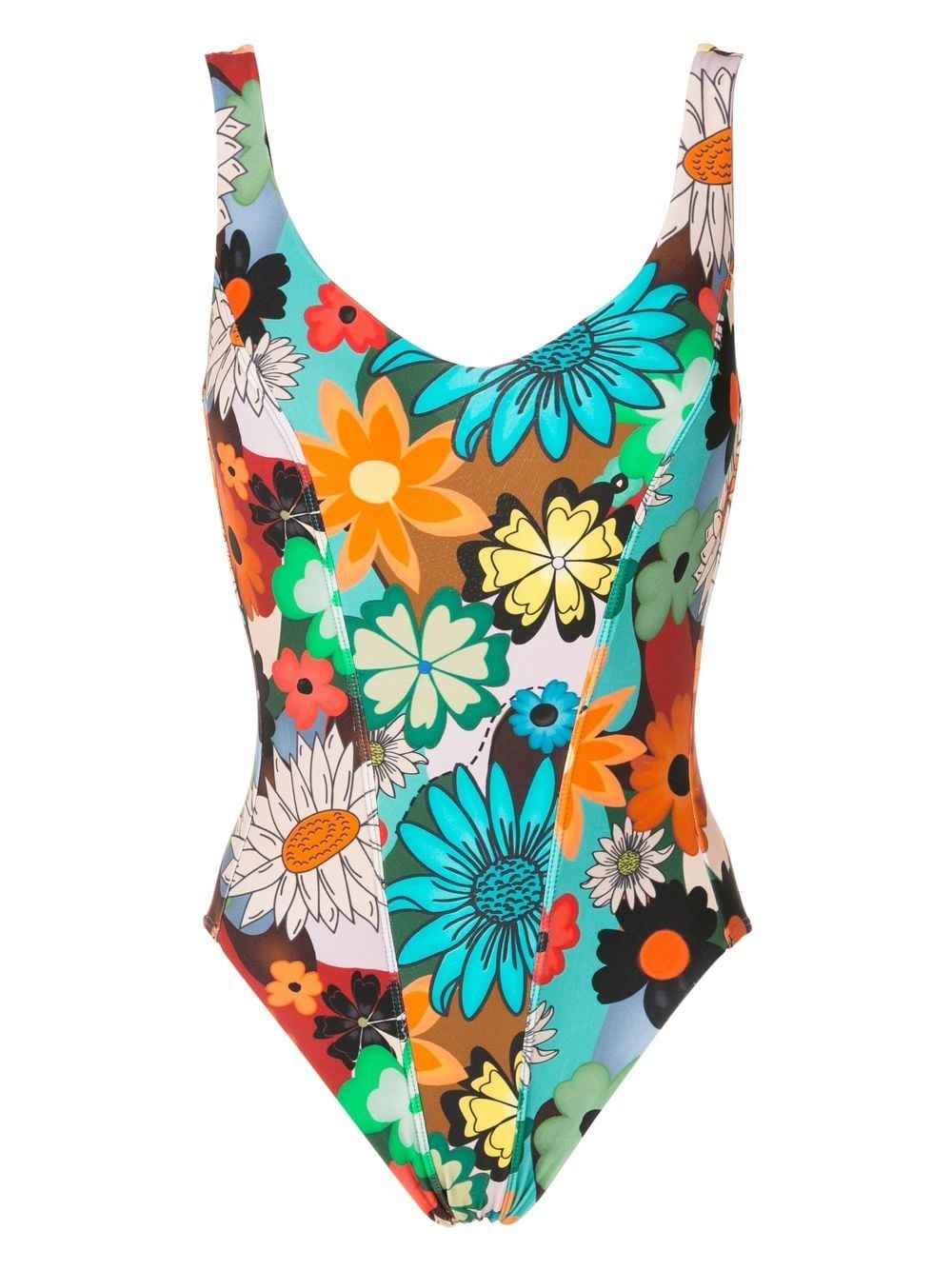 Amir Slama floral-print open back swimsuit - Multicolour von Amir Slama