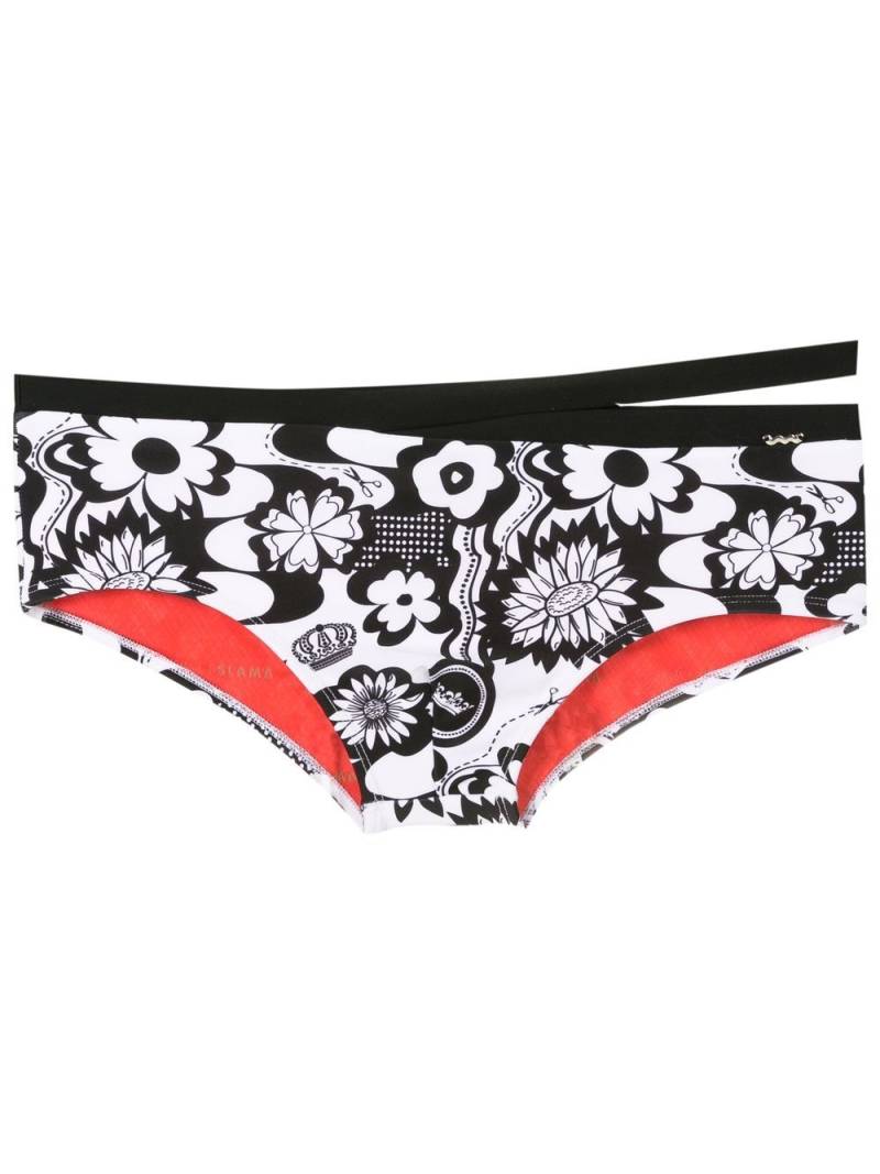 Amir Slama floral-print slip-on swim trunks - Black von Amir Slama