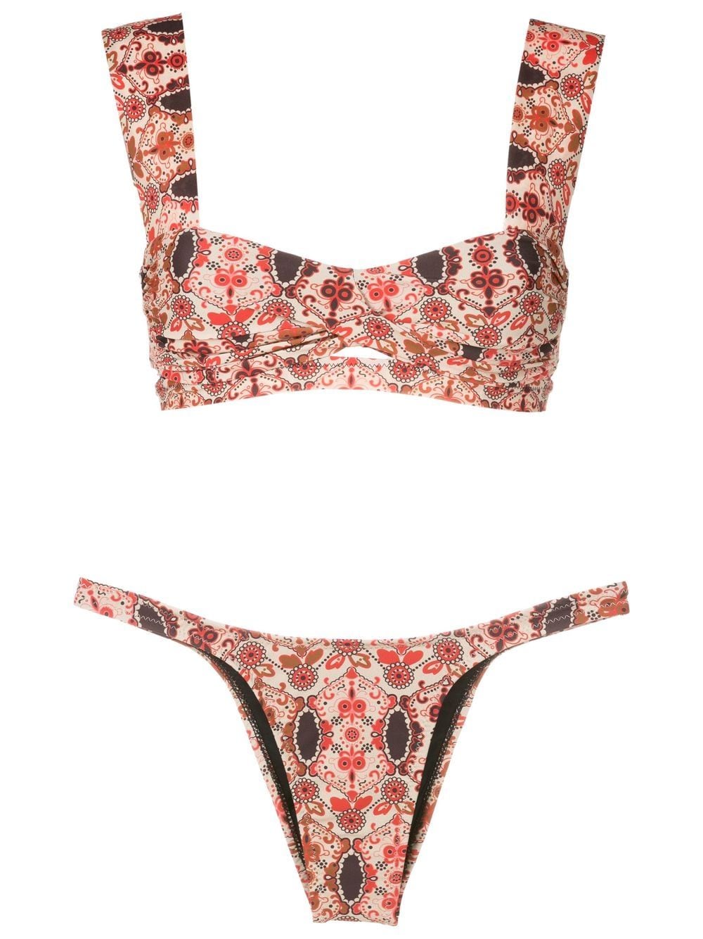 Amir Slama floral-print square-back bikini - Multicolour von Amir Slama