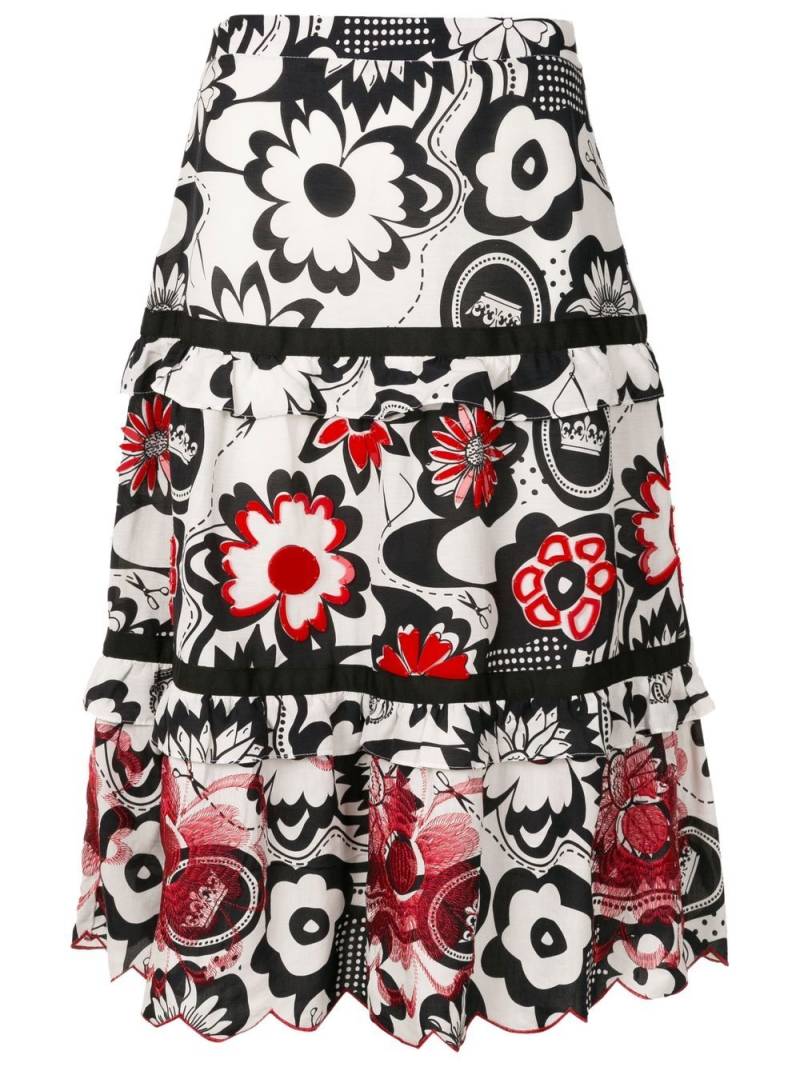 Amir Slama floral-print tiered skirt - Black von Amir Slama