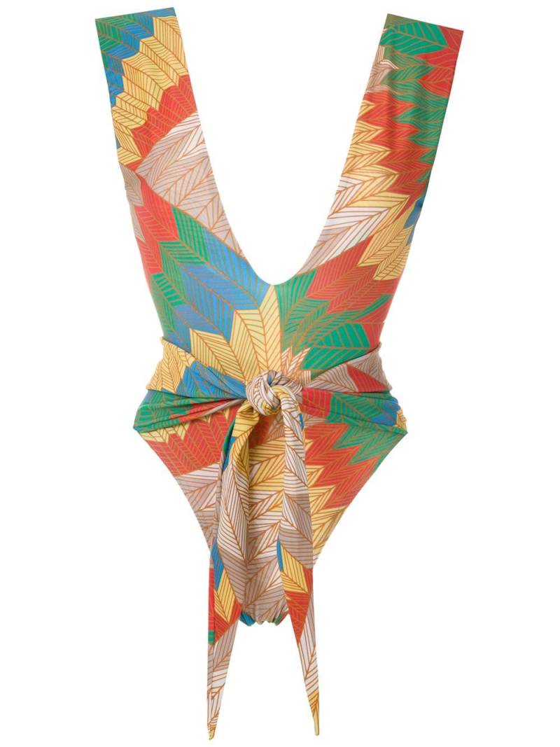 Amir Slama front tie printed swimsuit - Multicolour von Amir Slama