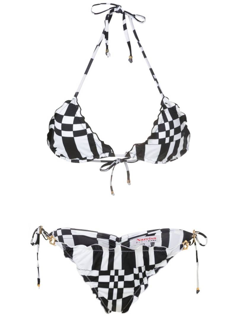 Amir Slama geometric-print triangle bikini - Black von Amir Slama