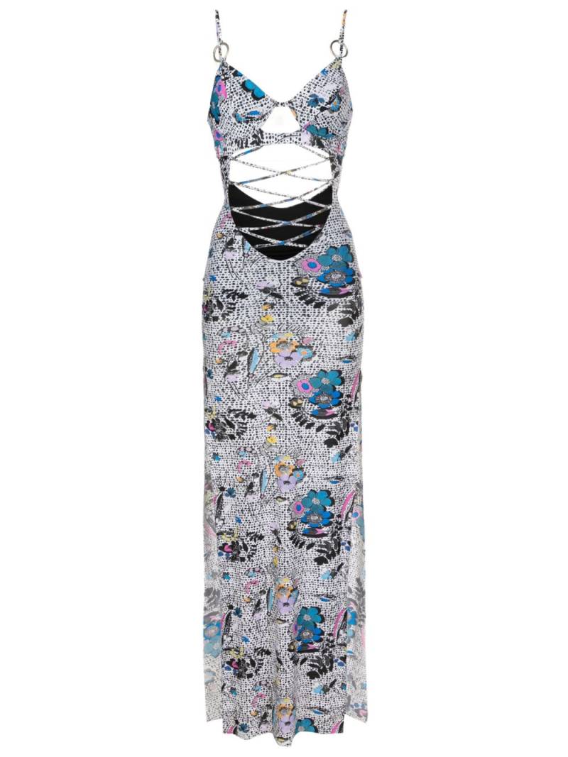 Amir Slama graphic-print cut-out detailing dress - Black von Amir Slama