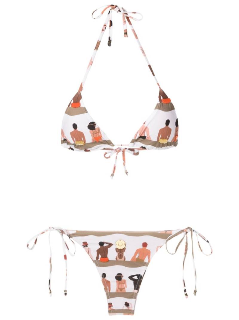 Amir Slama graphic-print halterneck two-piece bikini - Brown von Amir Slama