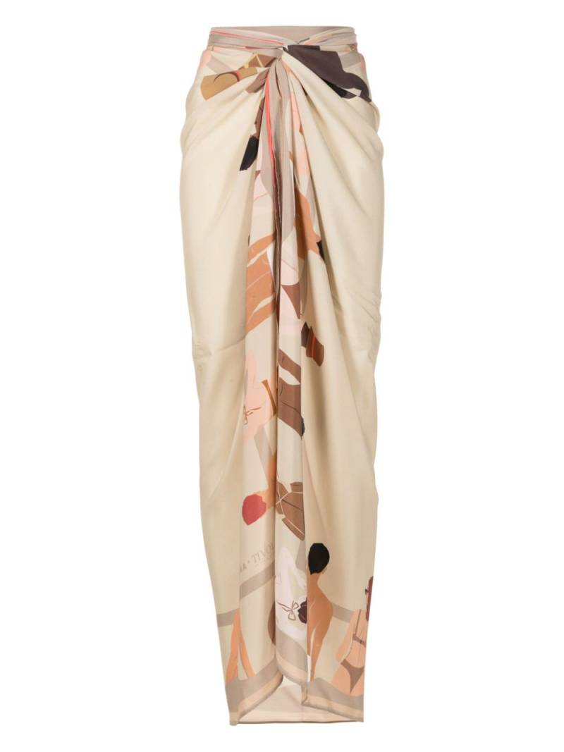 Amir Slama graphic-print silk cover-up - Neutrals von Amir Slama