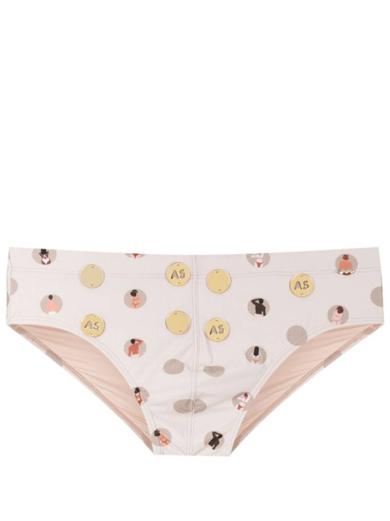 Amir Slama graphic-print swim shorts - Neutrals von Amir Slama