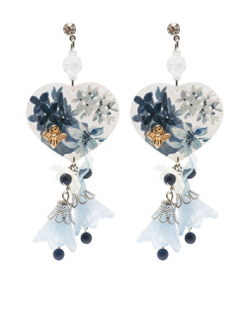 Amir Slama heart-shaped tassel earring - White von Amir Slama