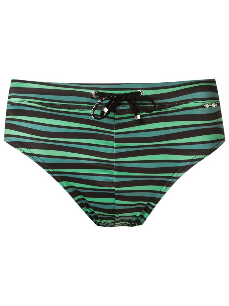 Amir Slama horizontal-stripe swimming trunks - Green von Amir Slama