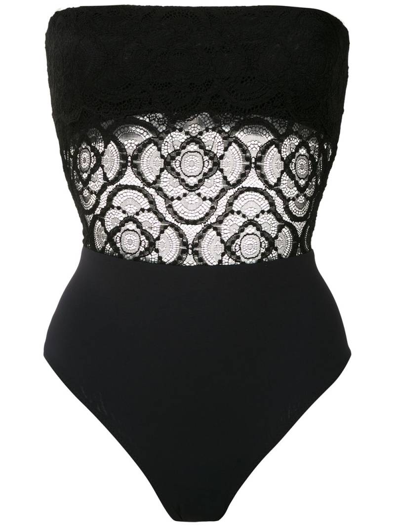 Amir Slama lace panels strapless swimsuit - Black von Amir Slama