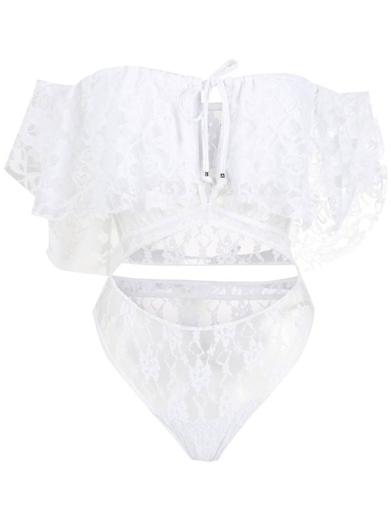 Amir Slama lace short sleeves bodysuit - White von Amir Slama