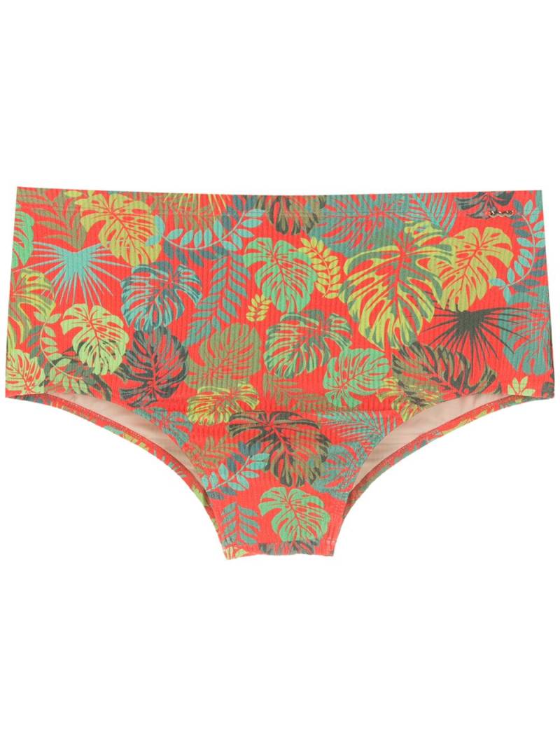 Amir Slama leaf print swim briefs - Red von Amir Slama