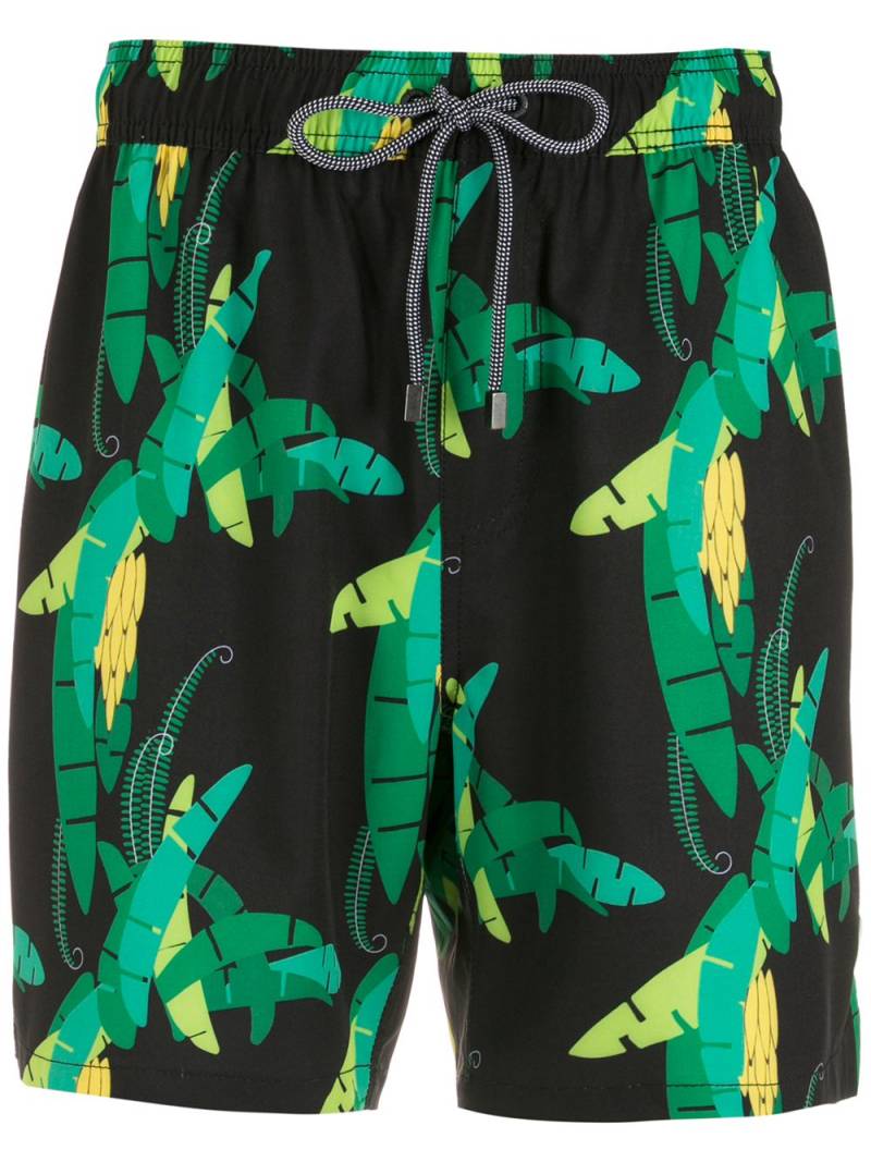 Amir Slama leaf-print swim shorts - Black von Amir Slama