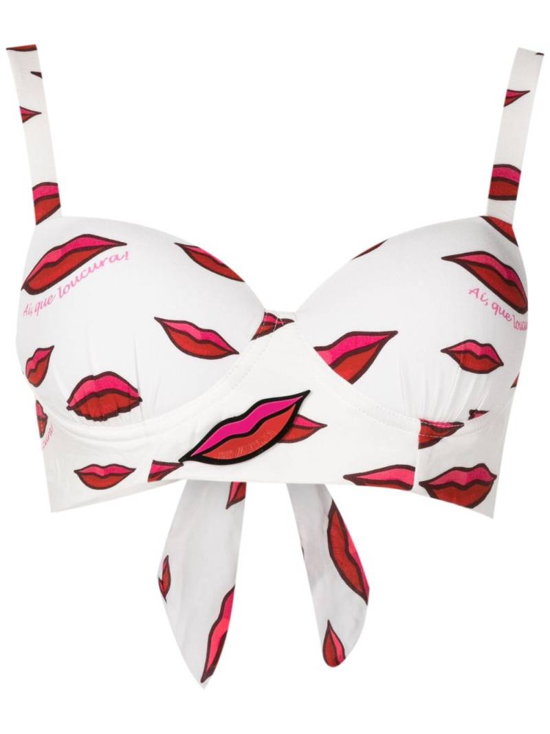 Amir Slama lip-print cropped top - White von Amir Slama