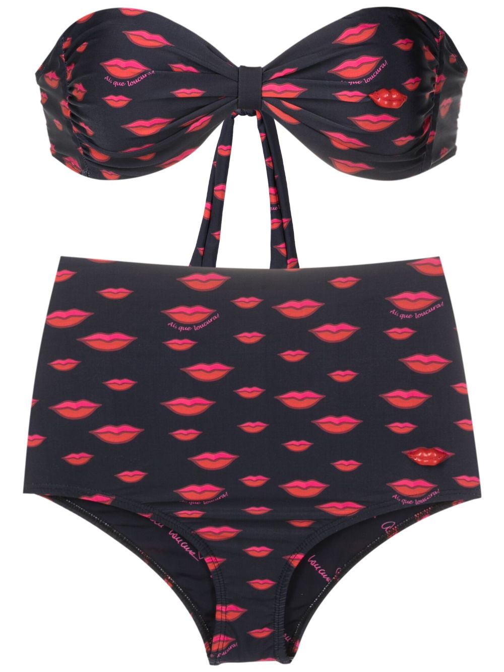 Amir Slama lip-print high-waisted bikini - Black von Amir Slama