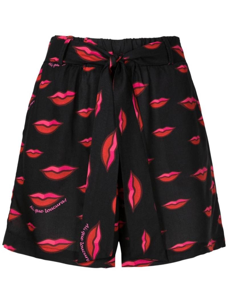 Amir Slama lip-print shorts - Black von Amir Slama