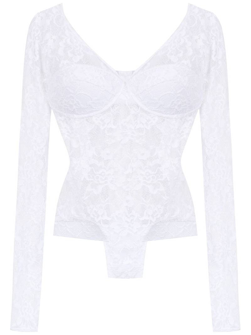 Amir Slama long sleeved lace bodysuit - White von Amir Slama