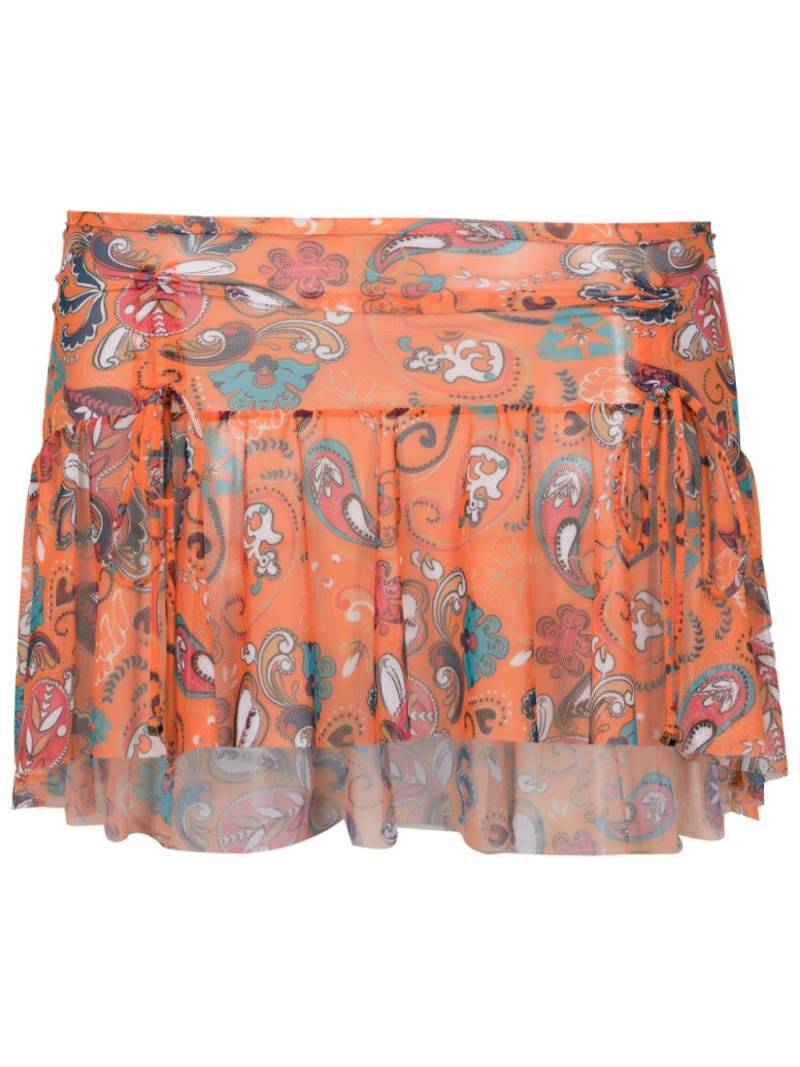 Amir Slama mesh graphic-print miniskirt - Orange von Amir Slama