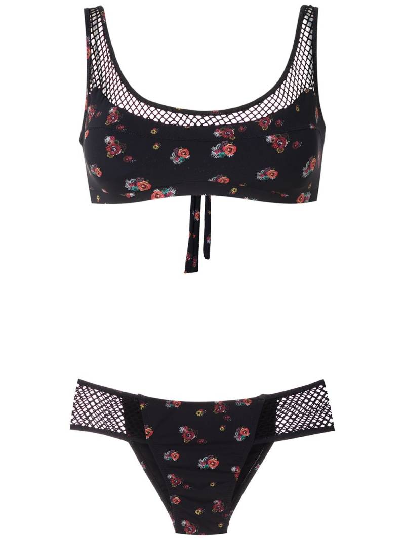 Amir Slama mesh panels printed bikini set - Black von Amir Slama