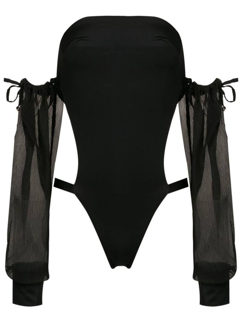 Amir Slama off-shoulder sleeve swimsuit - Black von Amir Slama