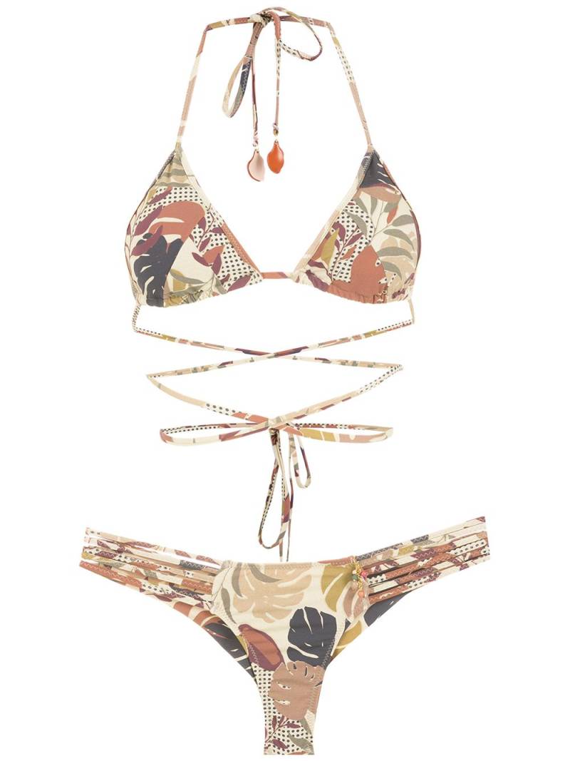 Amir Slama palm leaf print bikini - Neutrals von Amir Slama