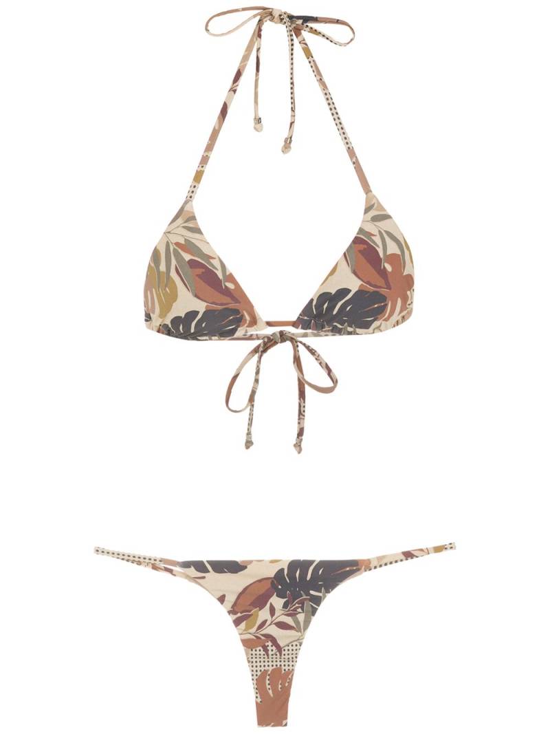 Amir Slama palm leaf print bikini - Neutrals von Amir Slama