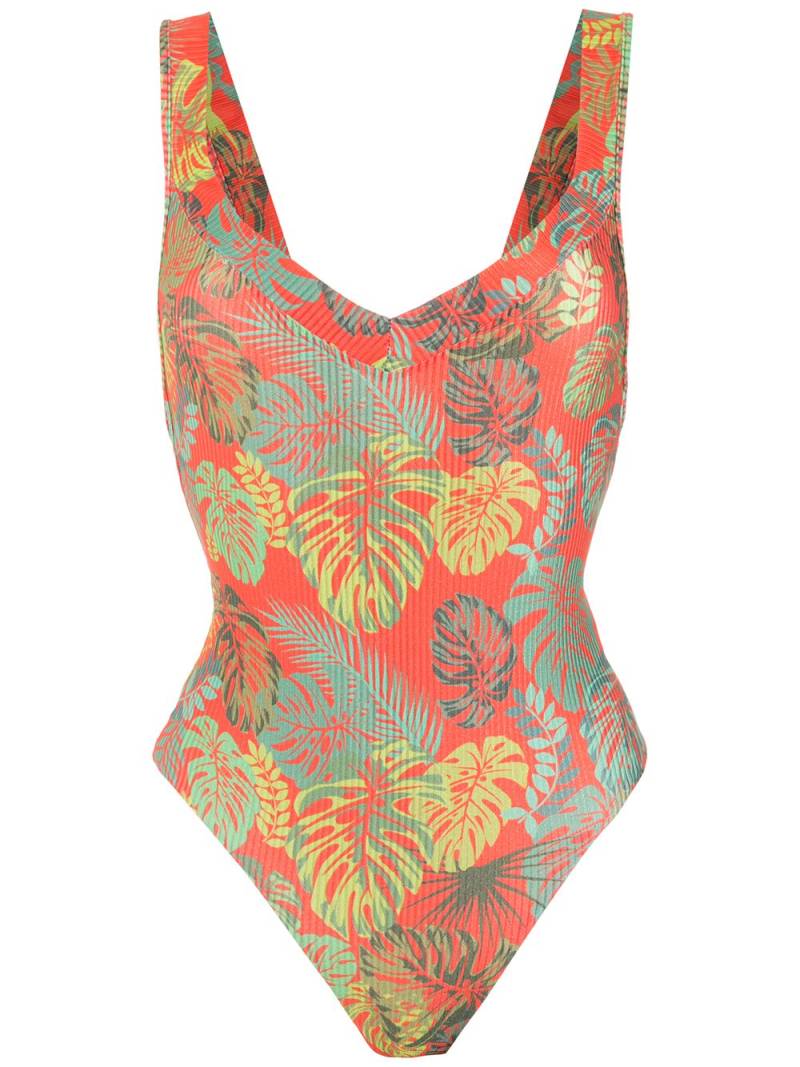 Amir Slama palm leaf print swimsuit - Red von Amir Slama