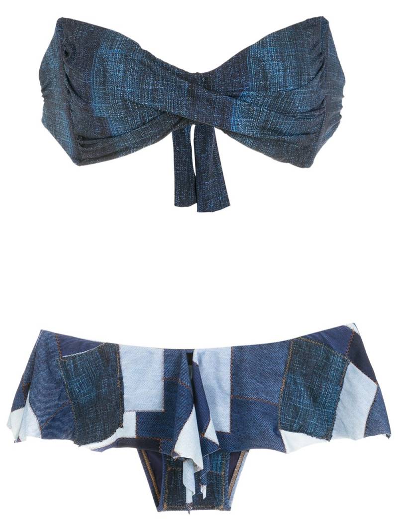 Amir Slama patchwork denim-style bikini - Blue von Amir Slama