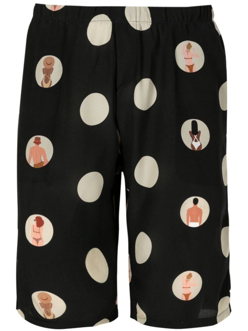 Amir Slama polka dot-print deck shorts - Black von Amir Slama