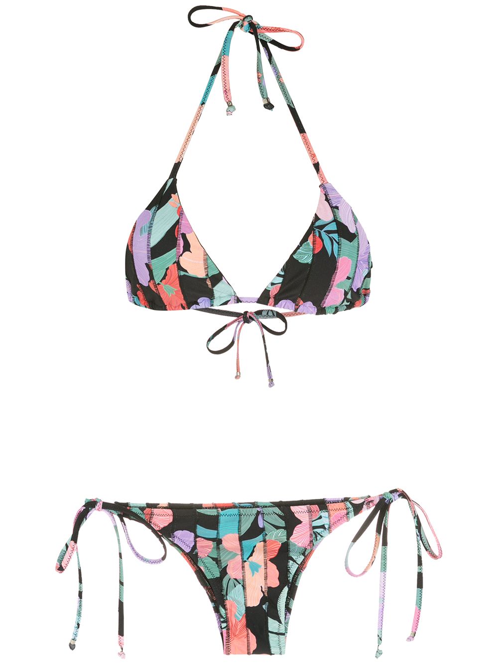 Amir Slama print Hibiscus bikini set - Black von Amir Slama