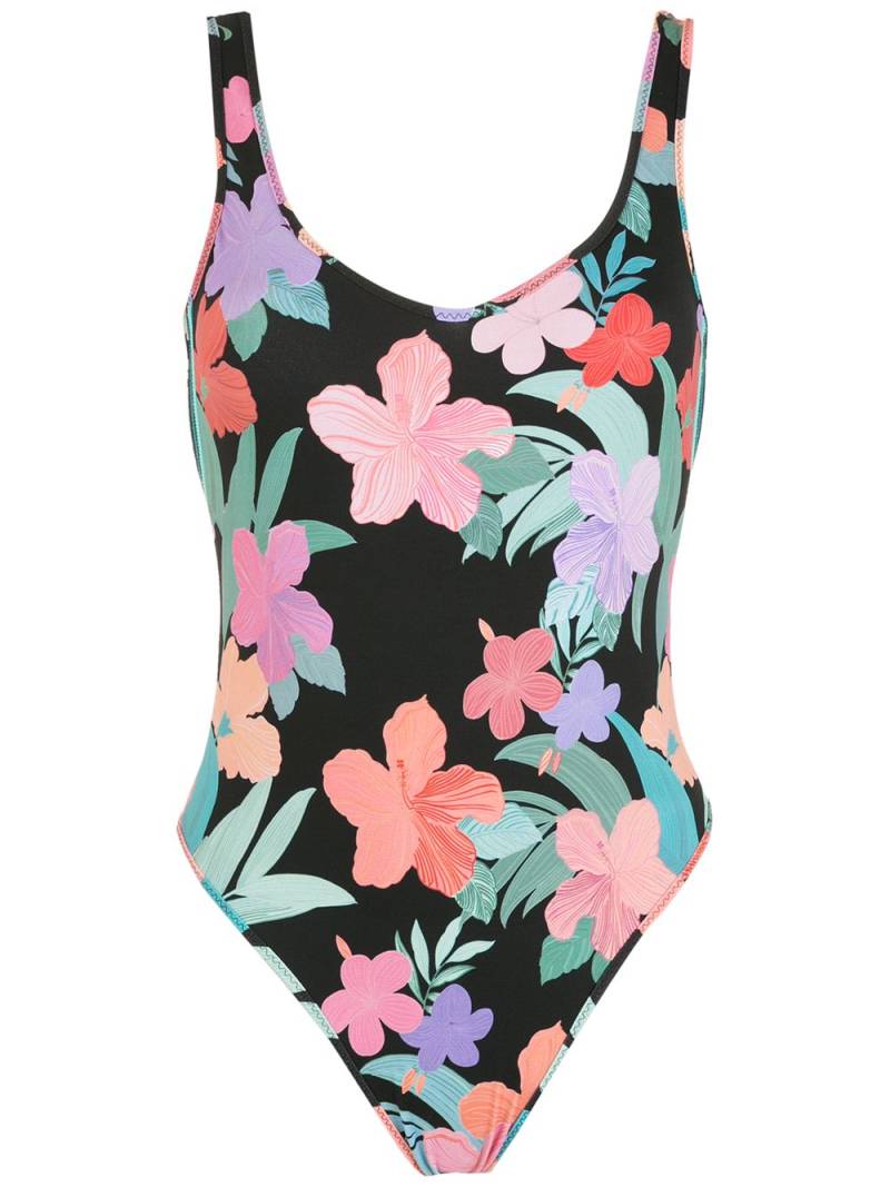 Amir Slama print Hibiscus swimsuit - Black von Amir Slama