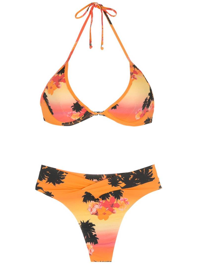 Amir Slama print Ilha de Hibiscus bikini set - Orange von Amir Slama