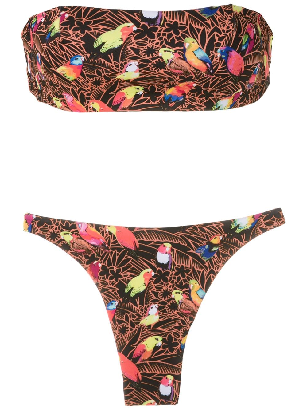 Amir Slama parrot-print bandeau bikini set - Black von Amir Slama