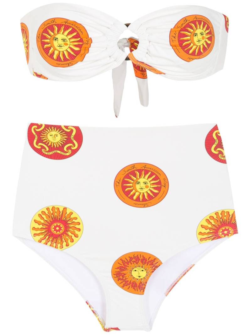 Amir Slama printed high rise bikini set - White von Amir Slama