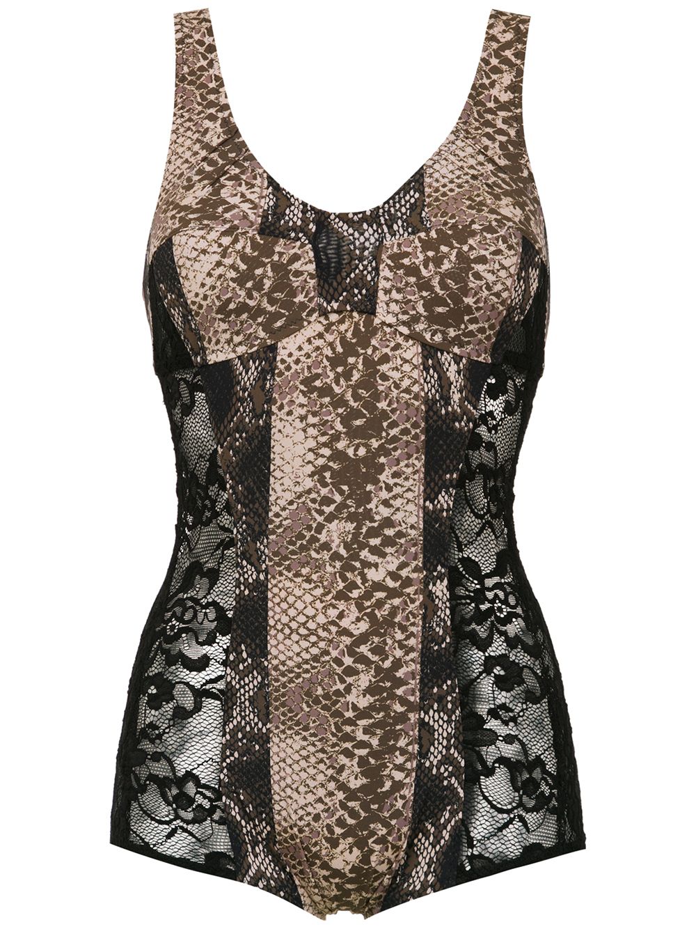 Amir Slama printed lace swimsuit - Black von Amir Slama