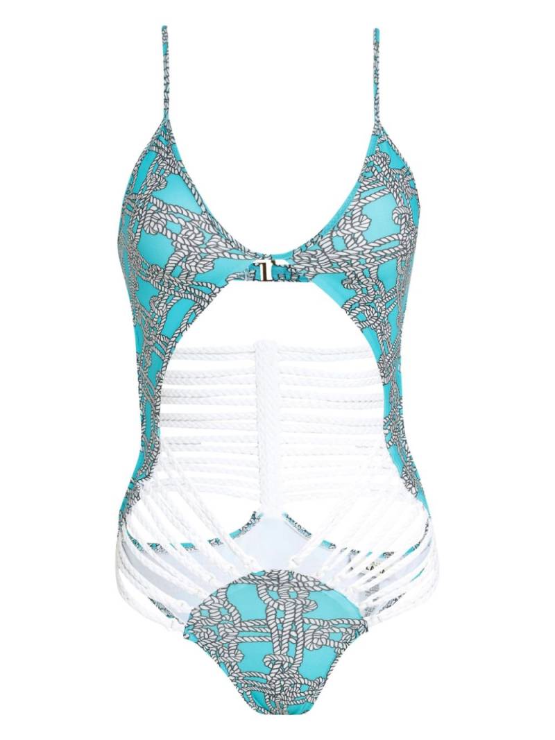 Amir Slama rope-detailing swimsuit - Blue von Amir Slama