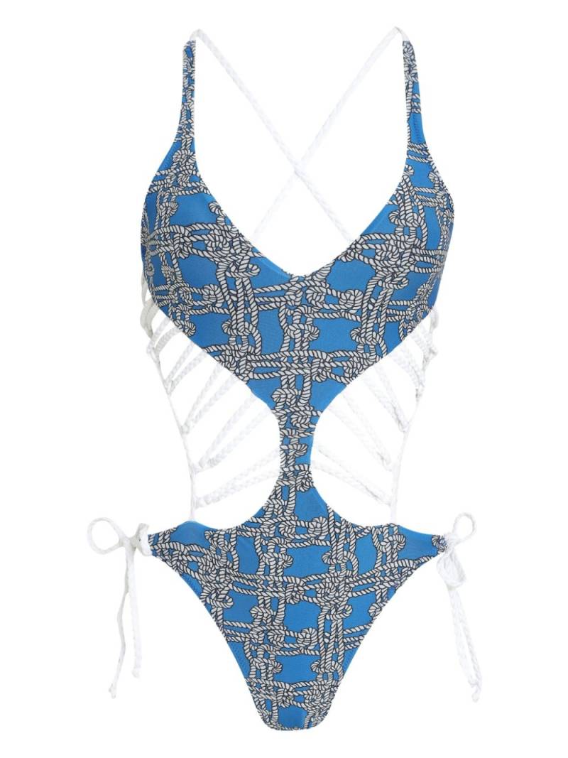 Amir Slama rope-detailing swimsuit - Blue von Amir Slama